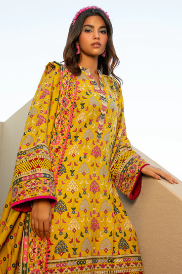 Mustard Printed 3PC Unstitched