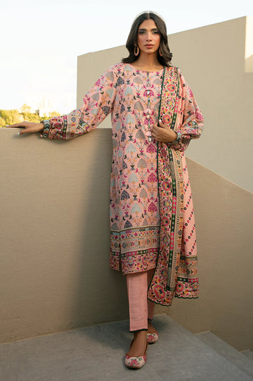 Peach Printed 3PC Unstitched