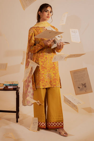 Mustard Printed 3PC Unstitched