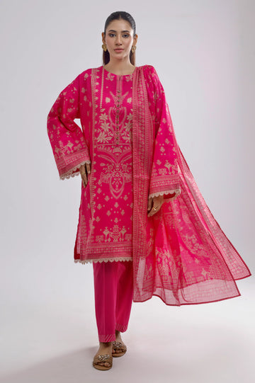 Pink Printed 3PC Unstitched