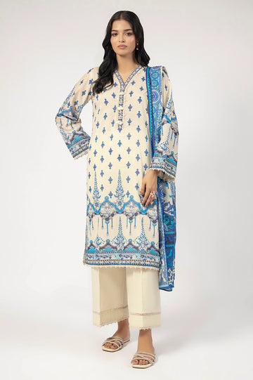 Cream Printed 3PC Unstitched