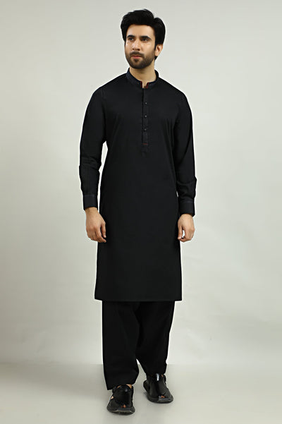Black Cotton Shalwar Kameez - Diners Black Cotton Shalwar Kameez - Diners