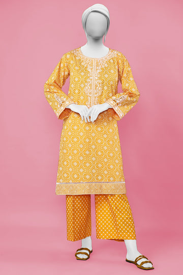 2PC Lawn Yellow Stitched Suit - Diners