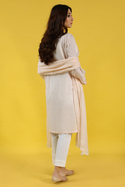 Solid Embroidered Stitched Kurti with Dupatta - Diners Solid Embroidered Stitched Kurti with Dupatta - Diners