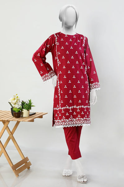 2PC Jacquard Maroon Stitched Suit - Diners 2PC Jacquard Maroon Stitched Suit - Diners