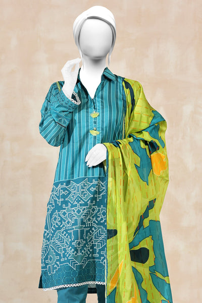 3PC Printed Lawn Blue Suit - Diners 3PC Printed Lawn Blue Suit - Diners