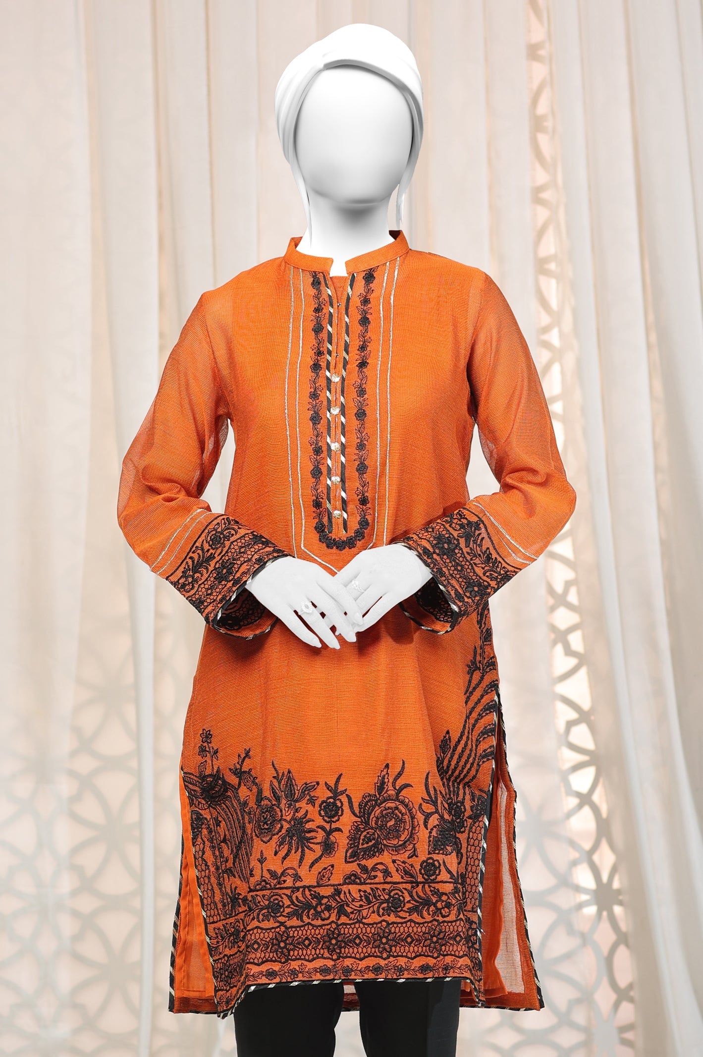 Embroidered Rust Kurti - Diners
