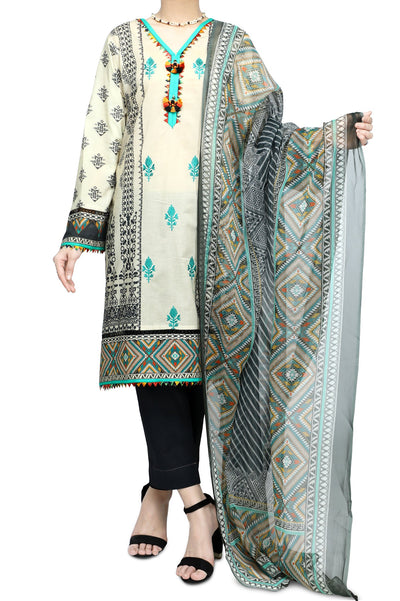 Unstitched Lawn SKU: WU30333-CREAM (3 Pcs) - Diners Unstitched Lawn SKU: WU30333-CREAM (3 Pcs) - Diners