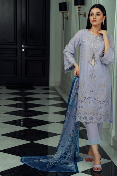 Unstitched 3 Piece Chikankari Emb Lawn Shirt, Printed Silk Dupatta, Cotton Dyed Trouser - Diners Unstitched 3 Piece Chikankari Emb Lawn Shirt, Printed Silk Dupatta, Cotton Dyed Trouser - Diners