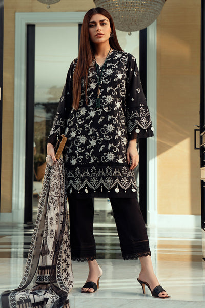 Unstitched 3 Piece Chikankari Emb Lawn Shirt, Printed Silk Dupatta, Cotton Dyed Trouser - Diners Unstitched 3 Piece Chikankari Emb Lawn Shirt, Printed Silk Dupatta, Cotton Dyed Trouser - Diners