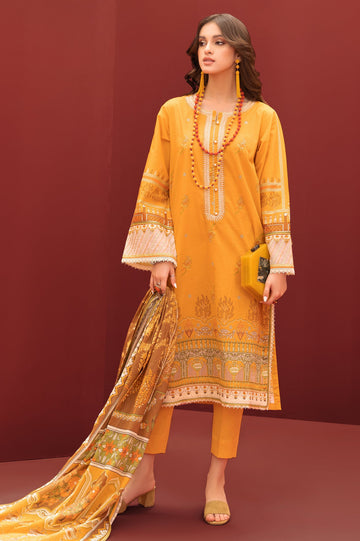 Unstitched 3 Piece Lawn Printed Shirt , Lawn Printed Dupatta & Cotton Dyed Trouser - Diners