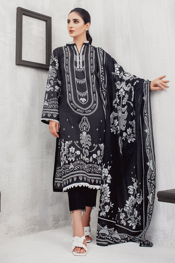 Unstitched 3 Piece Cambric Printed Shirt , Cambric Printed Dupatta & Cambric Dyed Trouser - Diners