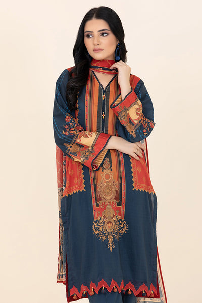 Unstitched 3 Pcs Lawn Printed Shirt, Printed Dupatta, Dyed Trouser - Diners Unstitched 3 Pcs Lawn Printed Shirt, Printed Dupatta, Dyed Trouser - Diners