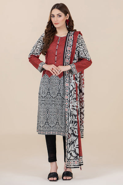 Unstitched 3 Piece Cambric Printed Shirt, Lawn Printed Dupatta & Cotton Dyed Trouser - Diners Unstitched 3 Piece Cambric Printed Shirt, Lawn Printed Dupatta & Cotton Dyed Trouser - Diners