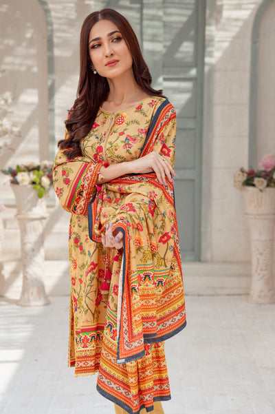 Unstitched 3 Pcs Printed Karandi Shirt, Printed Karandi Dupatta, Dyed Karandi Trouser - Diners Unstitched 3 Pcs Printed Karandi Shirt, Printed Karandi Dupatta, Dyed Karandi Trouser - Diners