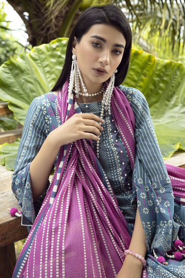 Unstitched 3 Pcs Lawn Printed Shirt, Printed Dupatta, Dyed Trouser - Diners