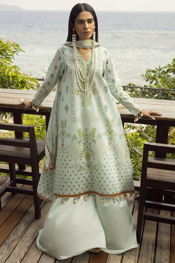 Unstitched 3 Pcs Lawn Printed Shirt, Printed Dupatta, Dyed Trouser - Diners