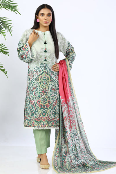 Unstitched 3 Piece Printed Shirt, Printed Dupatta, Dyed Trouser - Diners Unstitched 3 Piece Printed Shirt, Printed Dupatta, Dyed Trouser - Diners