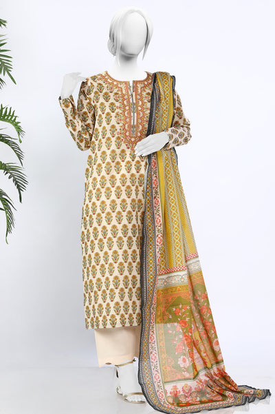 Unstitched 3 Piece Emb Printed Shirt, Printed Dupatta, Dyed Trouser - Diners Unstitched 3 Piece Emb Printed Shirt, Printed Dupatta, Dyed Trouser - Diners