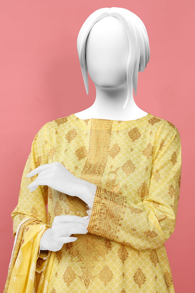 3PC Unstitched Gold Paste Printed Suit From Diners 3PC Unstitched Gold Paste Printed Suit From Diners