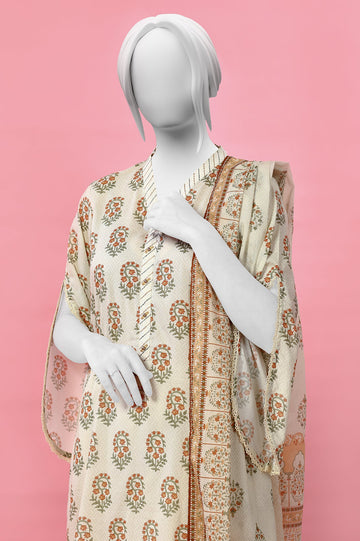 3PC Unstitched Lawn Printed Suit - Diners