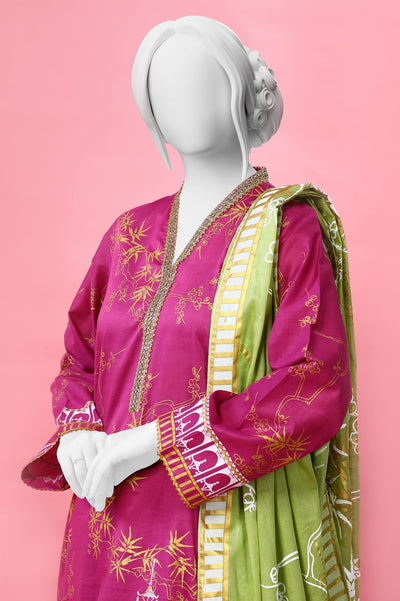 3PC Unstitched Gold Paste Printed Suit From Diners 3PC Unstitched Gold Paste Printed Suit From Diners