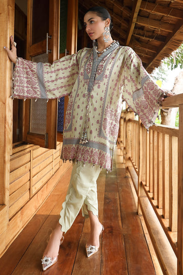 Unstitched 2 Pcs Lawn Printed Shirt & Dyed Trouser - Diners