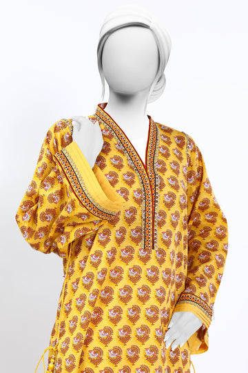 Unstitched 2 Piece Lawn Printed Shirt, Dyed Trouser - Diners