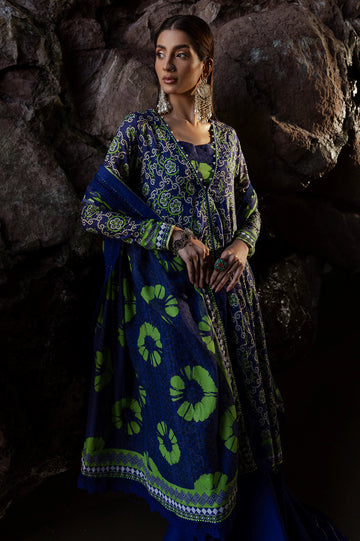 Royal Blue Printed 3PC Unstitched