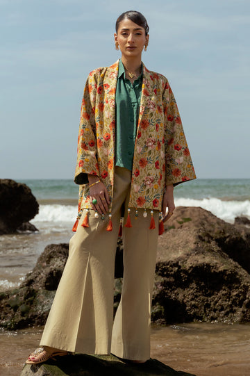 Beige Printed 3PC Unstitched