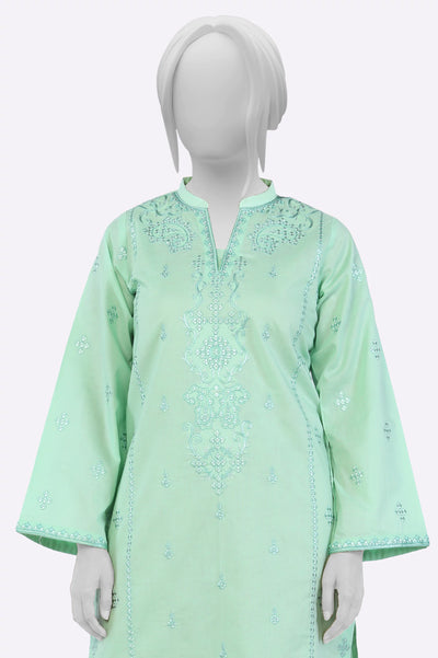 Green Embroidered Ready To Wear Kurti From Sohaye By Diners