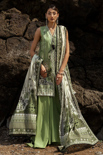 Parrot Green Printed 3PC Unstitched