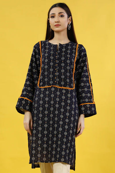 Khaddar Navy Blue Kurti From Sohaye By Diners