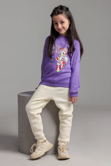 Lavender Graphic Girls Sweatshirt