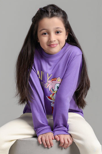Lavender Graphic Girls Sweatshirt