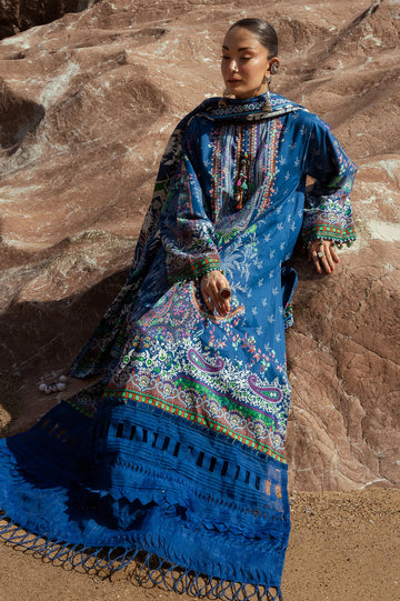 Blue Printed 3PC Unstitched