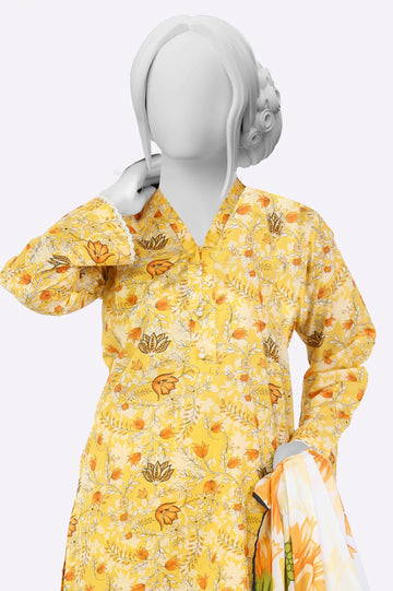 Yellow Printed 3PC From Sohaye By Diners