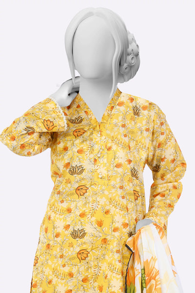 Yellow Printed 3PC From Sohaye By Diners