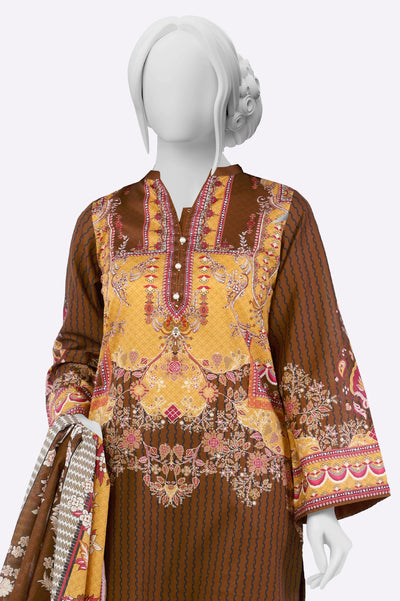 Brown Printed 3PC From Sohaye By Diners