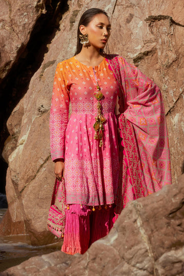 Pink Printed 3PC Unstitched