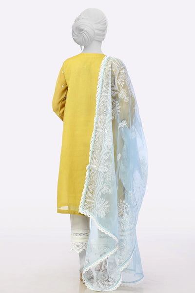 Yellow Embroidered Kurti With Dupatta From Sohaye By Diners