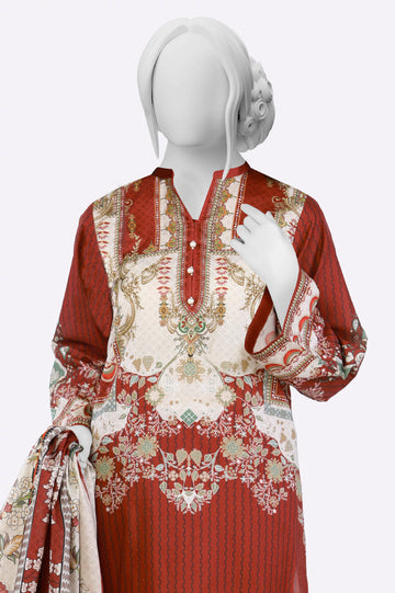 Brown Printed 3PC From Sohaye By Diners