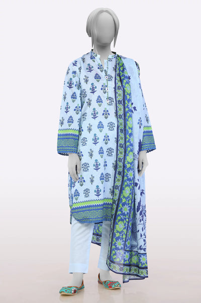Sky Blue Printed 3PC From Sohaye By Diners