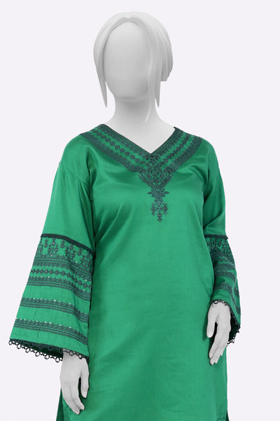 Dark Green Embroidered Ready To Wear Kurti From Sohaye By Diners