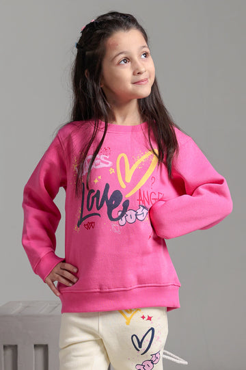 Graphic Print Girls Sweatshirt With Trouser