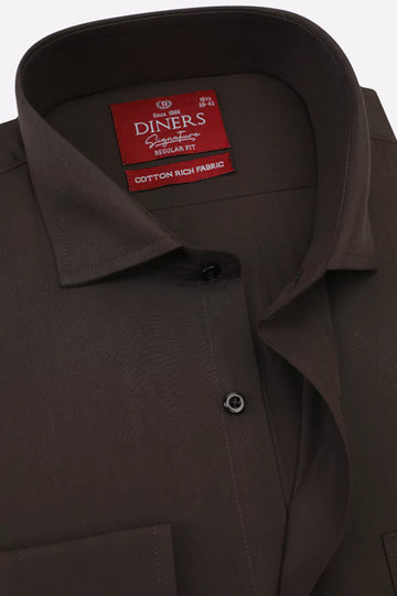 Brown Plain Formal Shirt