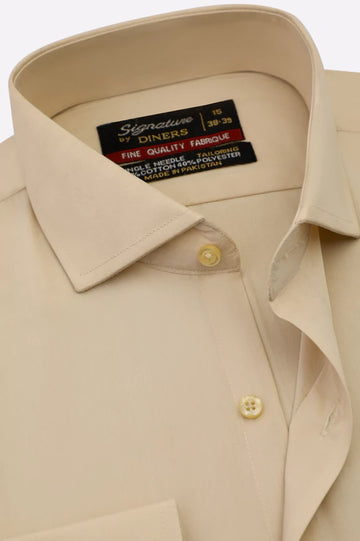 Beige Plain Formal Shirt