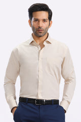 Beige Plain Formal Shirt