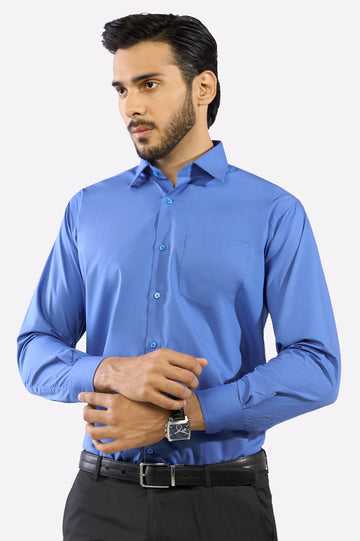 Blue Plain Formal Man Shirt