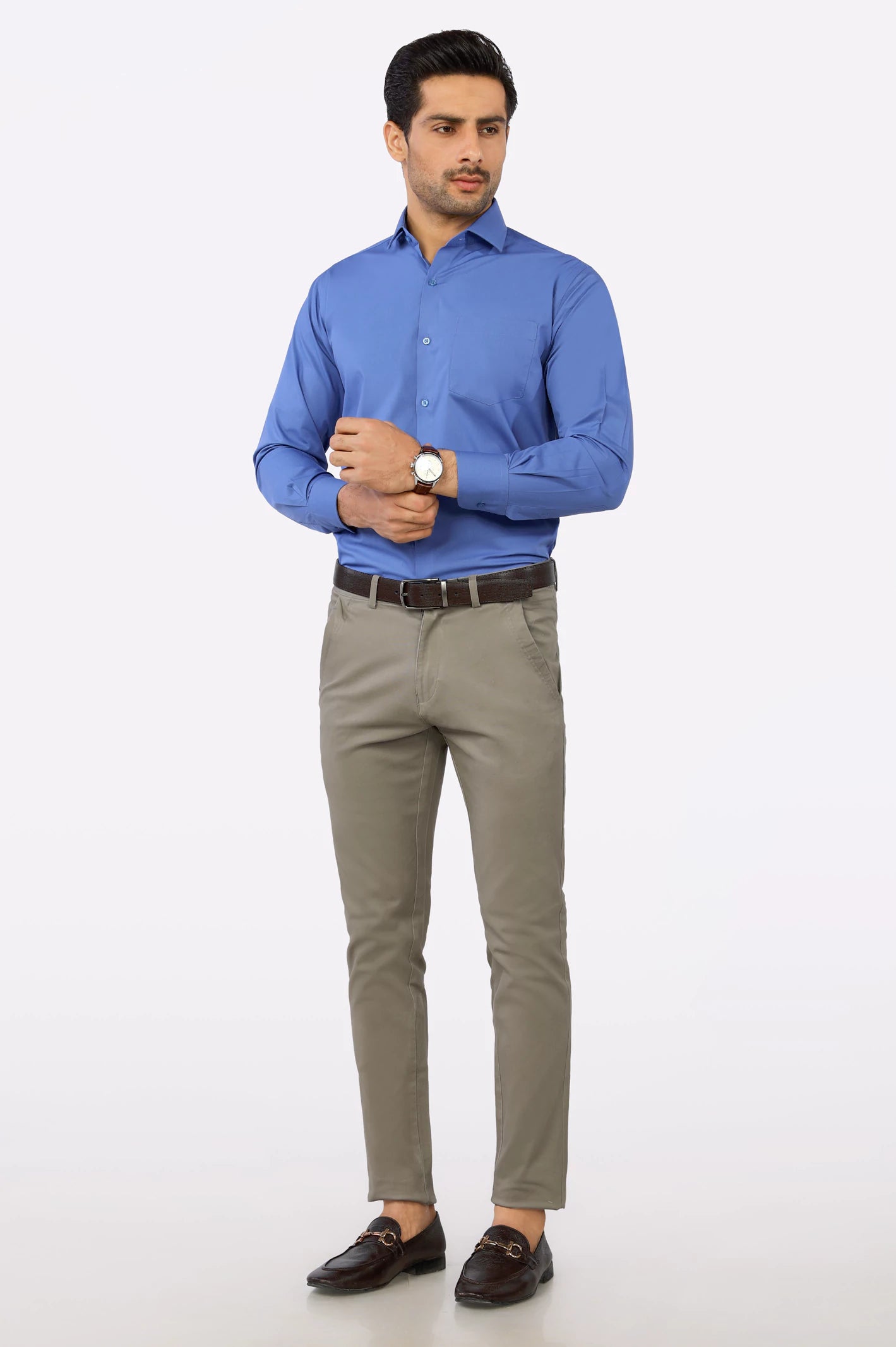 Dark Blue Plain Formal Shirt From Diners